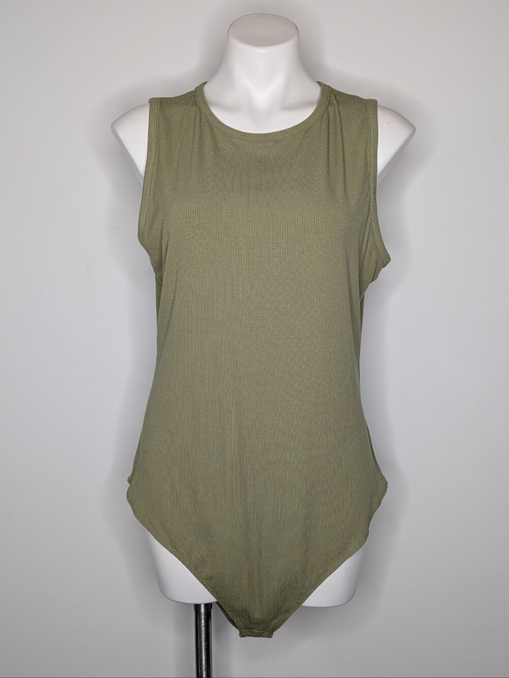 NWT Heatherly Green Ribbed Sleeveless Crew Neck Bodysuit 1X